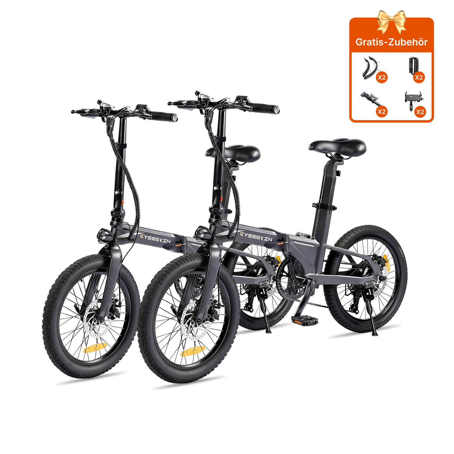 Cyseekin C10 2er-Pack Falt-E-Bike 20 Zoll in Schwarz