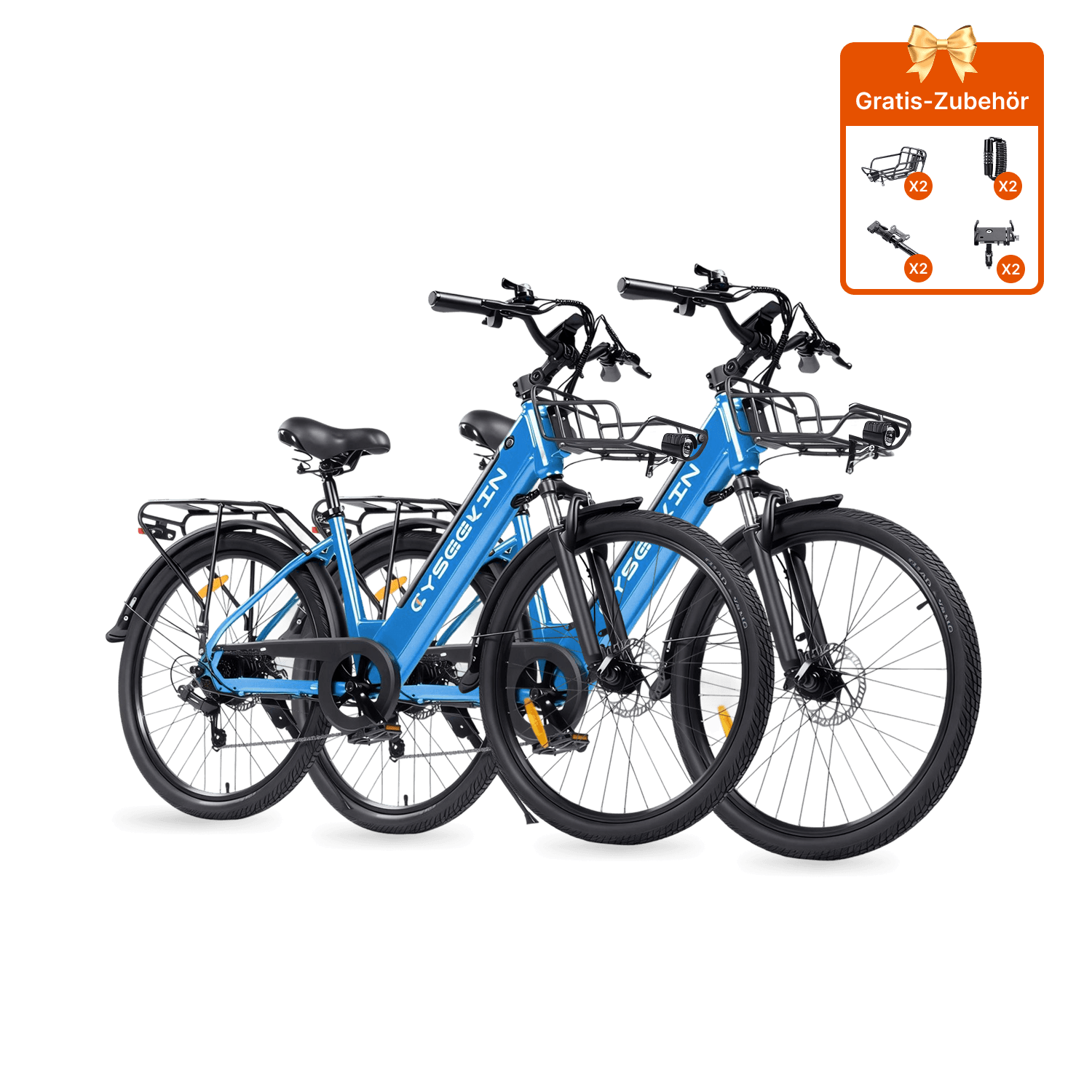 Cyseekin S10 City E-Bike 2er-Set in Blau für Paare und Familien