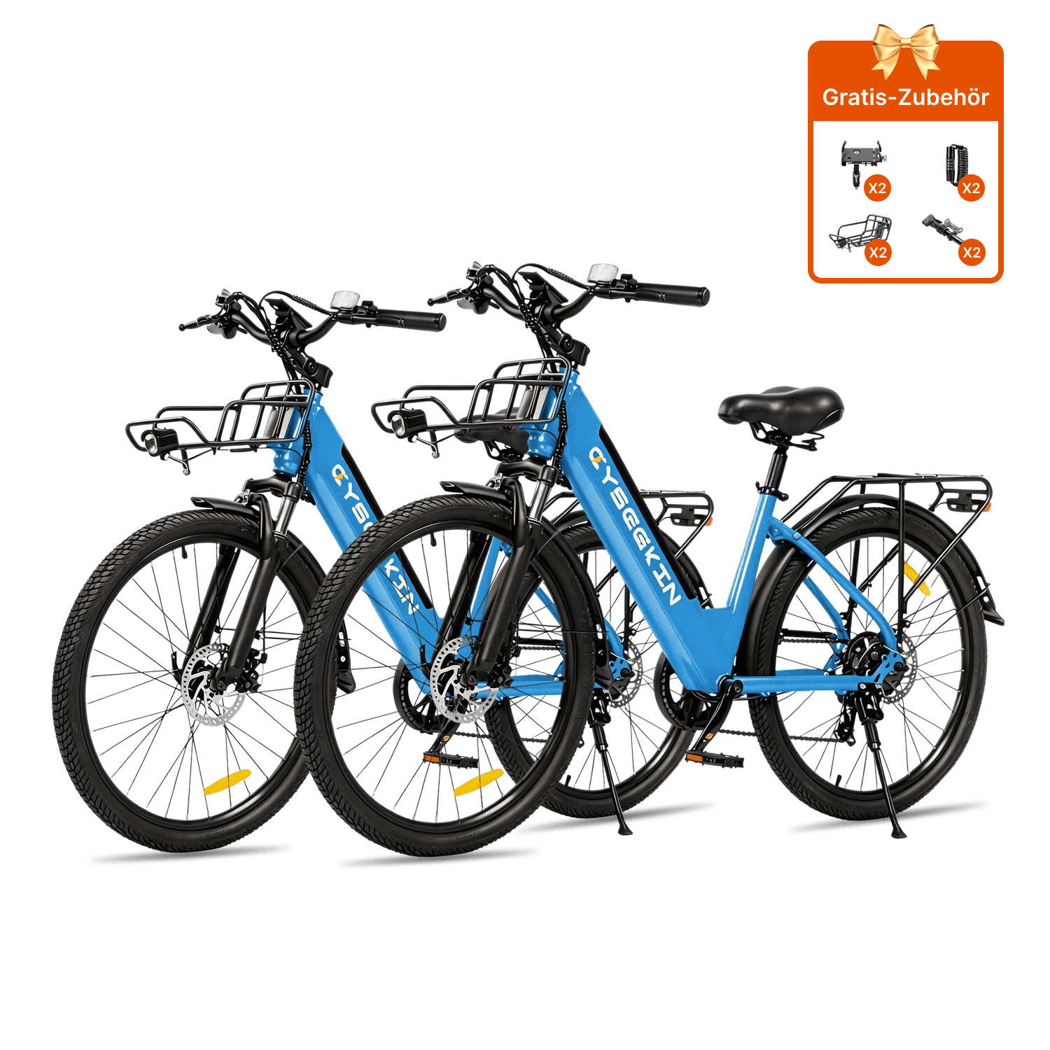 Zwei blaue Cyseekin S10 City-E-Bikes als 2er-Set
