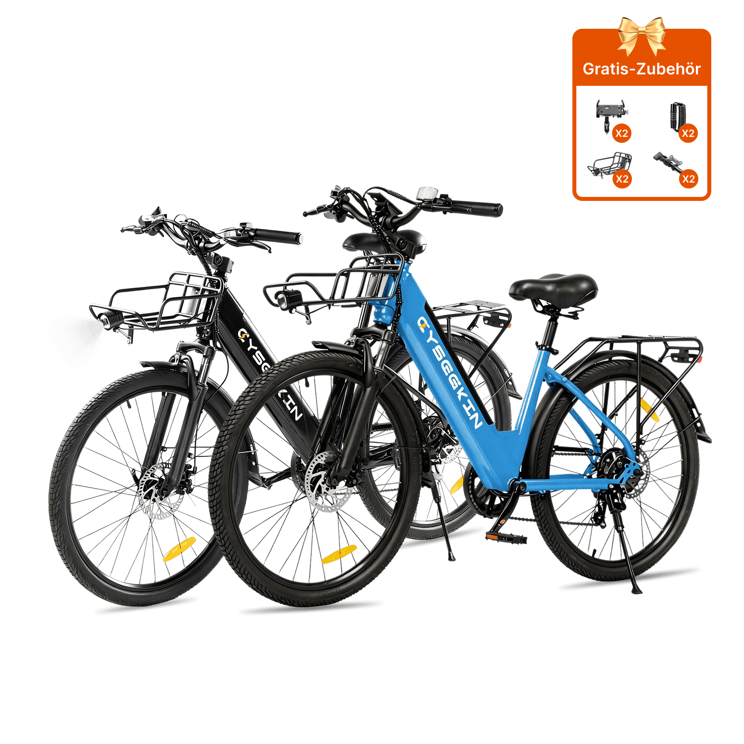 Cyseekin S10 2er-Set mit einem schwarzen und einem blauen City-E-Bike