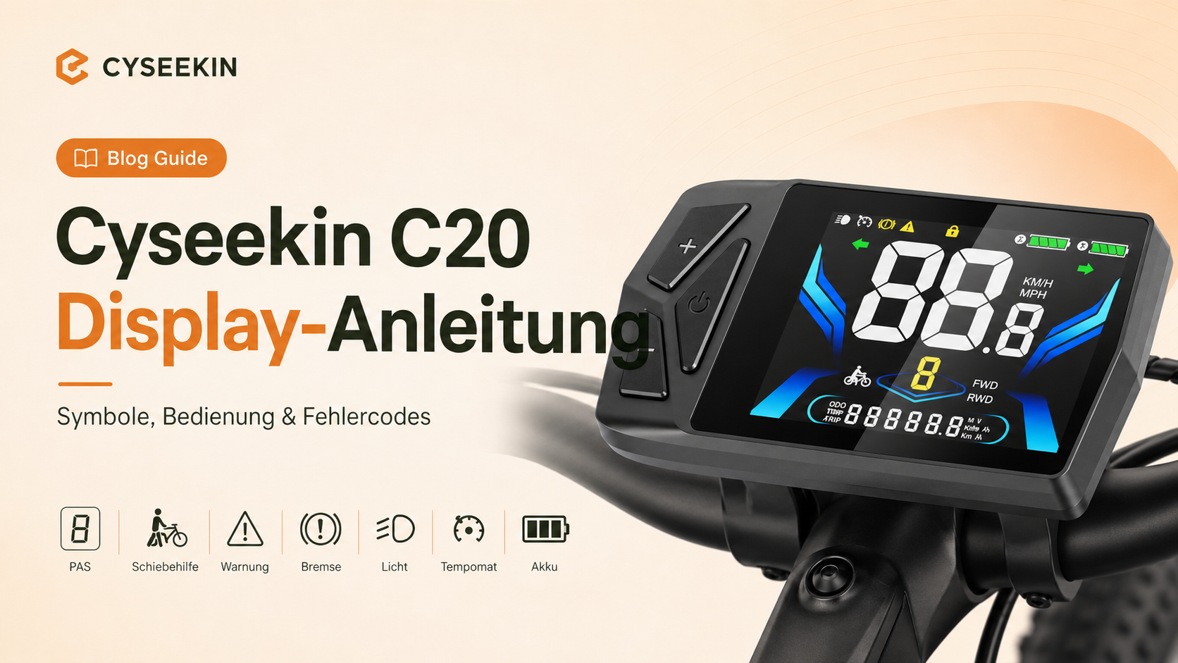 Cyseekin C20 Display-Anleitung: Funktionen einfach erklärt