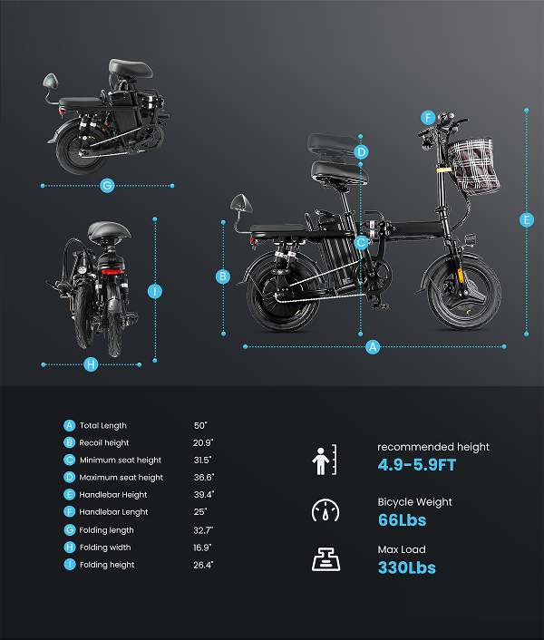 Cyseekin A9 14" Mini Folding Electric Bike