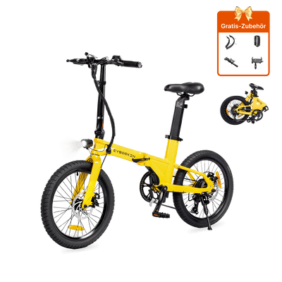 Gelbes Cyseekin C10 20 Zoll E-Bike Klapprad für Stadt und Alltag