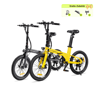 Cyseekin C10 Schwarz und Gelb als Klapp-E-Bike Set für Pendler Paar