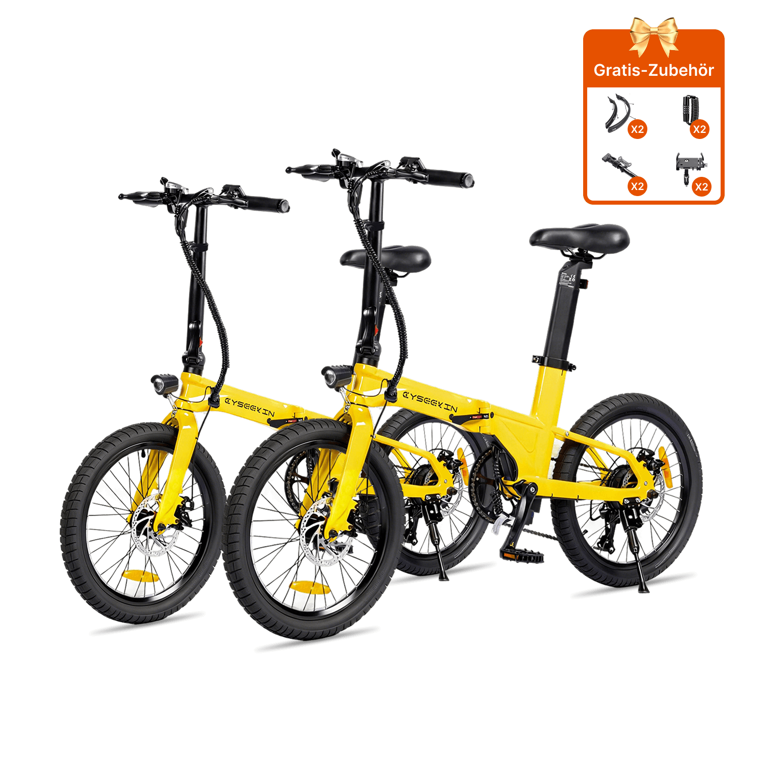 Cyseekin C10 2er-Pack Falt-E-Bike 20 Zoll in Gelb