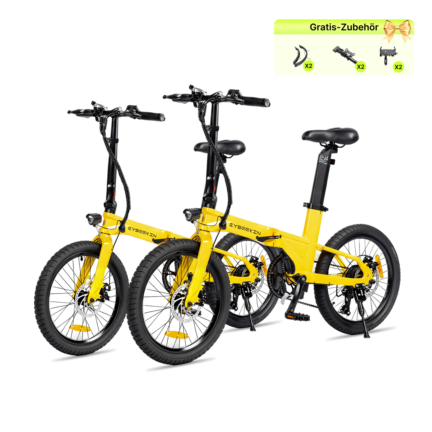 Cyseekin C10 Gelb Doppelpack als leichtes Klapprad E-Bike für Paare