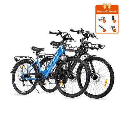 Cyseekin S10 City E-Bike 2er-Set in Blau und Schwarz für Paare und Familien