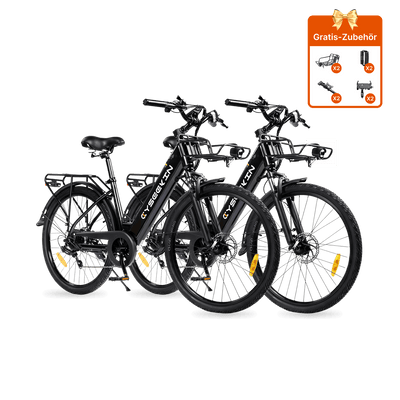 Cyseekin S10 City E-Bike 2er-Set in Schwarz für Paare und Familien