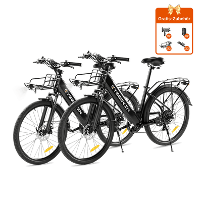 Zwei schwarze Cyseekin S10 City-E-Bikes als 2er-Set